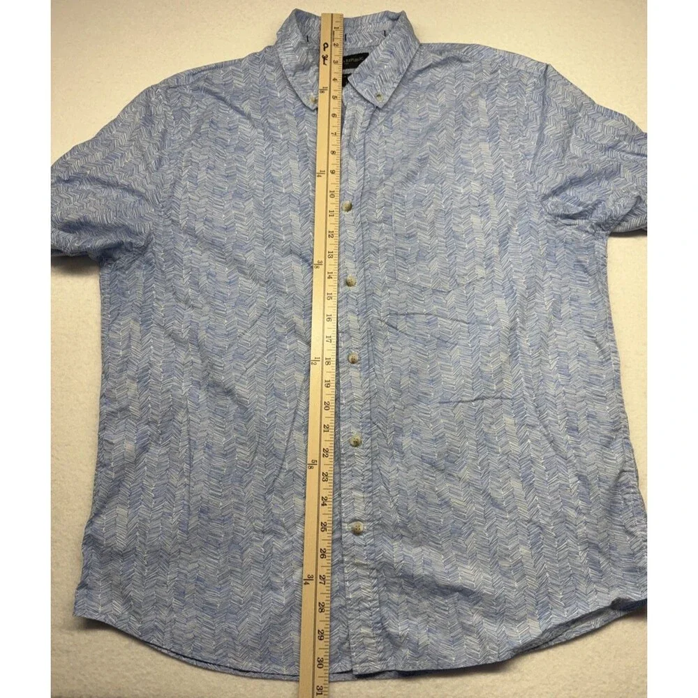 Banana Republic Men's Large Slim Fit Blue Geometric Cotton Button Up Shirt
